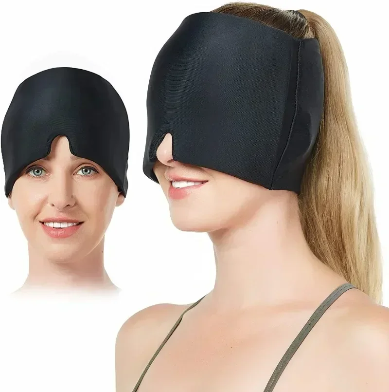 Heiße kalte Kompresse Therapie Kappe Fitting Gel Eis Kopfschmerzen Migräne Linderung Eis Kopf Wrap Pack Maske für Spannung Sinus Stres Augenmaske Image
