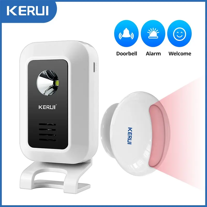 KERUI M7 Willkommen Bewegungsmelder Sicherheitsalarm 32 Songs Türklingel Chime Wireless Smart Home LED Nachtlicht Tür Fenster Laden Shop Image