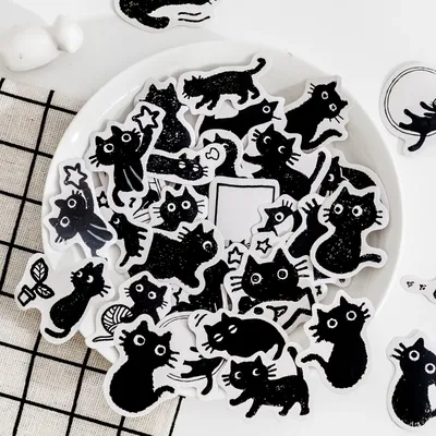1 Stil 45 teile/schachtel Katze Thema Boxed Aufkleber für DIY Telefon Fall Handbuch Brille Tassen Image