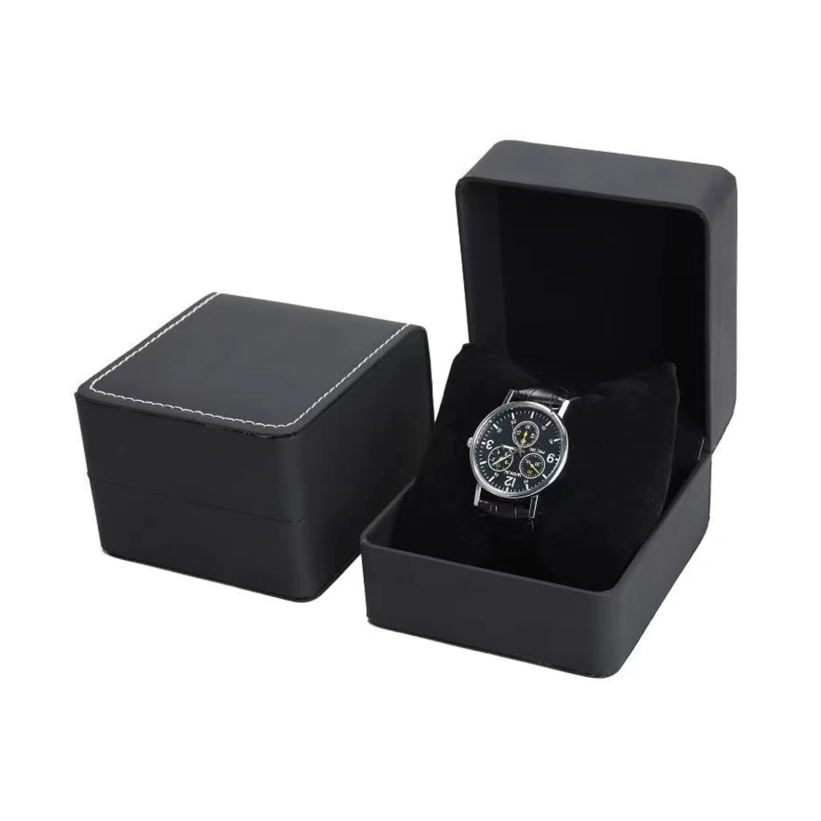 Lnofxas – coffret cadeau noir pour montre unique, avec oreiller, présentoir de montre-bracelet en cuir PU, organisateur pour hommes