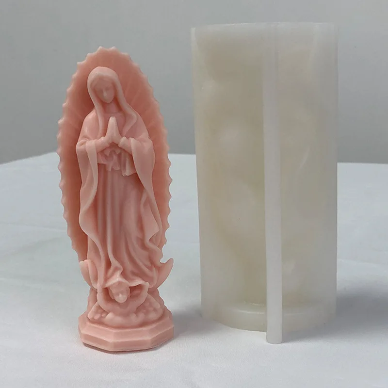 Gebet Madonna Porträt Silikon Kerze Formen 3D Jungfrau Maria Statue Harz Gips Zement Gießen DIY Handgemachte Seife Handwerk Form Image