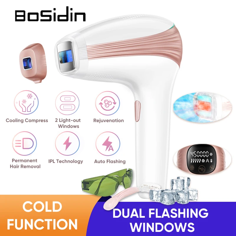 Bosidin Cool Laser Epilierer IPL Haaren tfernung für Frauen 2 Flash Windows LCD IPL Epilierer für Männer Cold Laser Epilierer Heimgebrauch Image
