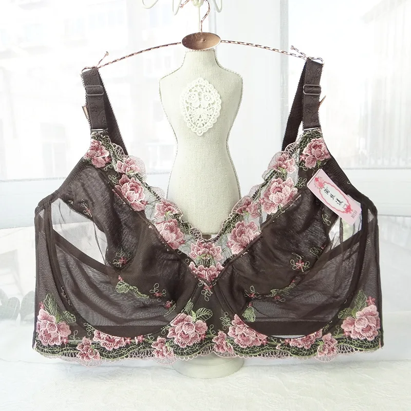 Plus Größe Büstenhalter Push-Up Ultra Dünne Spitze Blume Einstellbar Bhs 75 75 80 85 90 95 100 105 110 34 36 38 B C D E F G Tasse Bh