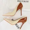 Bigtree Schuhe Farbe Blocking Frauen Pumps spitze Spitze High Heels sexy Party Schuhe Stilettos Heels Frauen Schuhe Größe 42 43