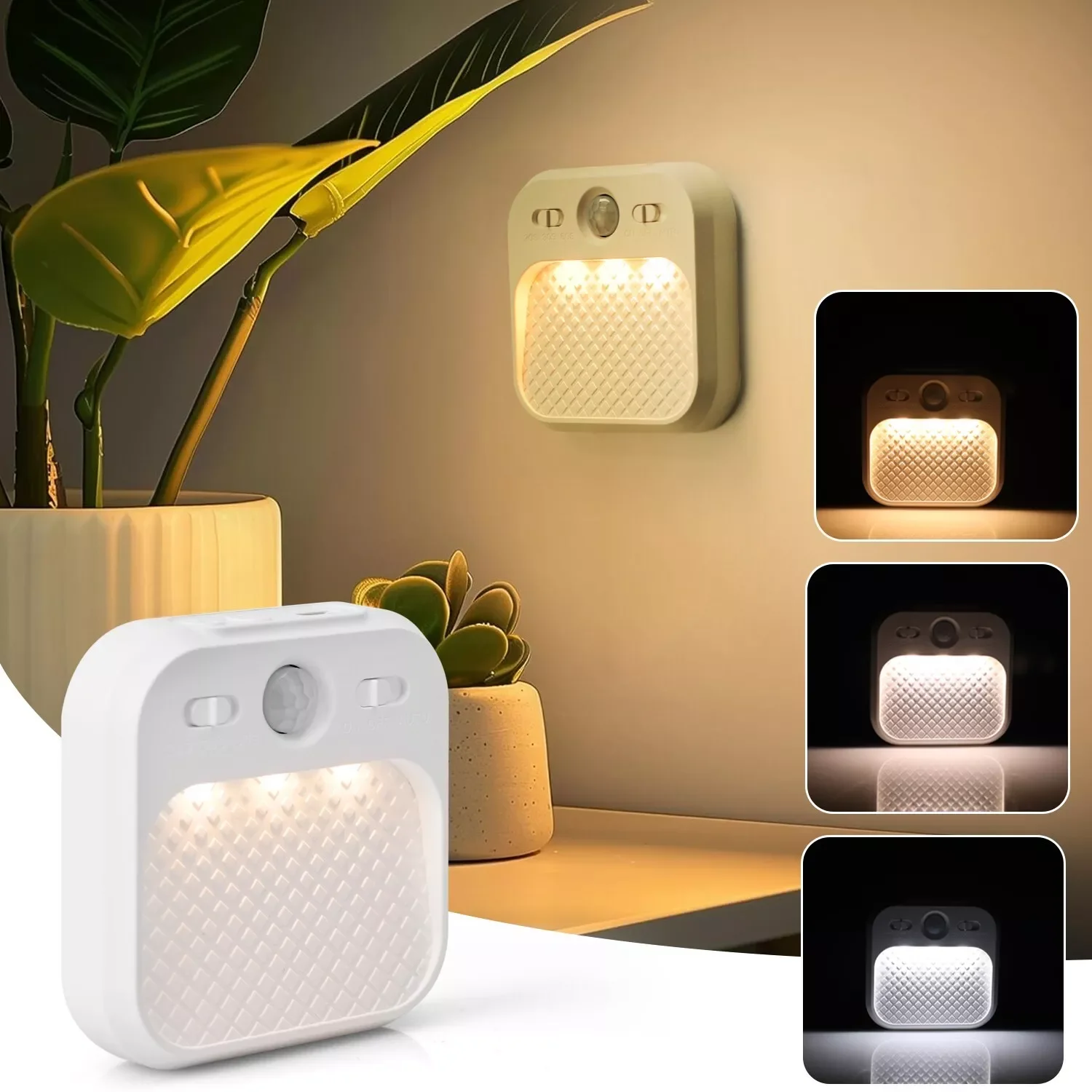 Pir Bewegungs sensor LED Nachtlicht USB wiederauf ladbare Nacht lampe für Schlafzimmer Treppe Flur Kleider schrank Schrank Beleuchtung Image