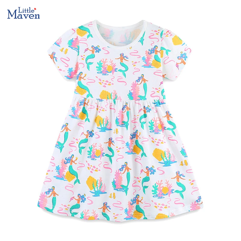 Kleine Maven Kinder Kleidung Baby Mädchen Sommer neue Kinder kleidung Kleinkind Prinzessin Baumwolle lässig Meerjungfrau ärmelloses Kleid Image