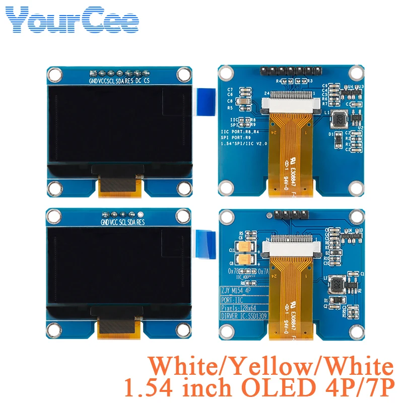 1,54" 1,54 Zoll OLED-Bildschirm LCD LED Display Board Modul SSD1309 SPI/IIC 128*64 128X64 Image
