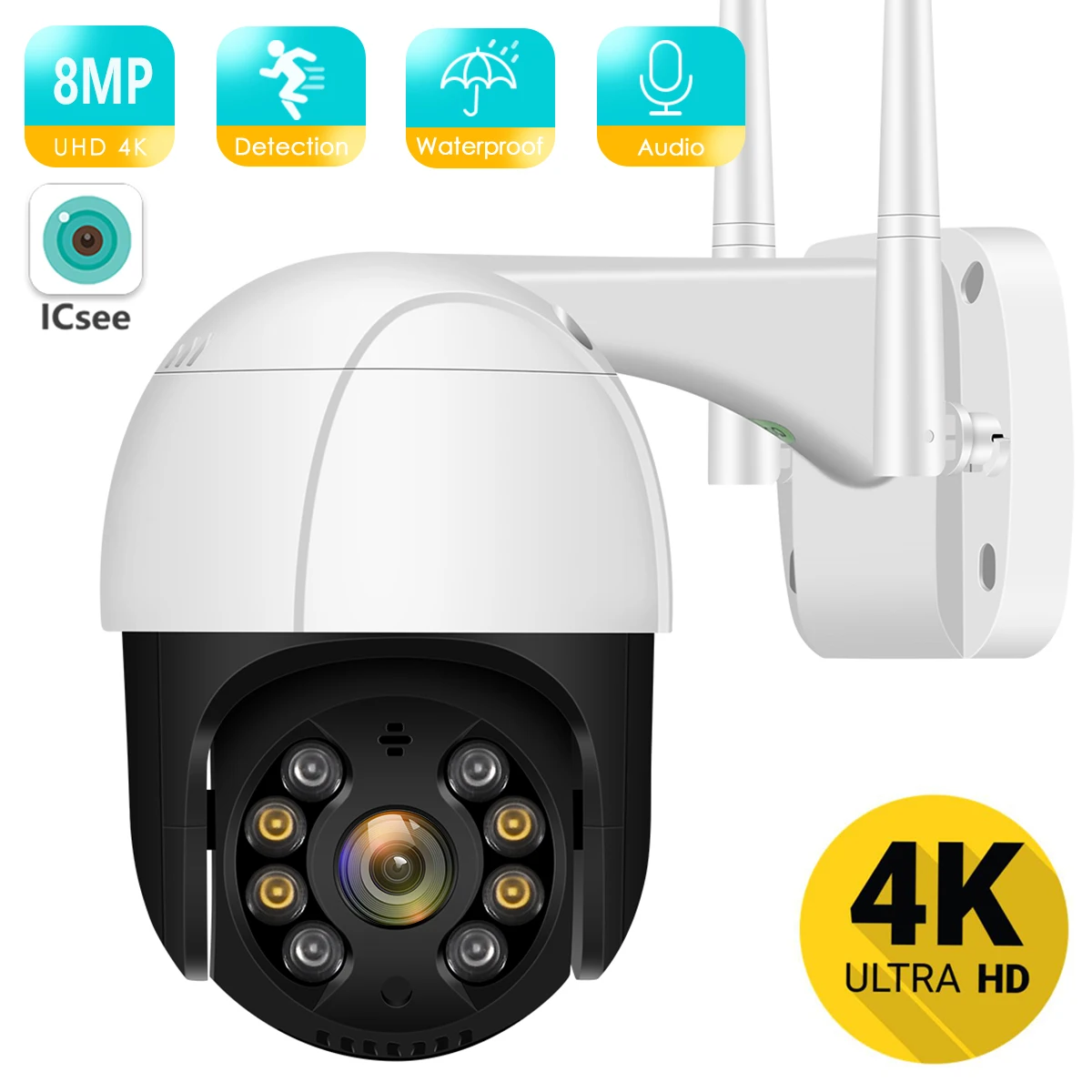 8mp 4k ip kamera wifi outdoor 5mp hd drahtlose überwachung ptz kamera ai tracking schützen sicherheits kamera h.265 onvif icsee Image