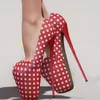 Rote runde Punkt druck flache Pumps elegante Peep Toe Plattform Stiletto High Heel Mode sexy Frauen Schuhe 2024 Sommer Para Mujere