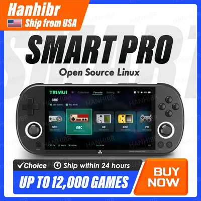 Trimui Smart Pro Handheld Game Console 4.96''IPS Screen Linux System Joystick RGB Lighting Smartpro