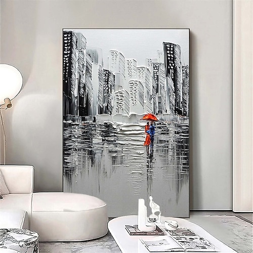 großes abstraktes Stadtgemälde handgemachtes urbanes Kunstgemälde handgemaltes Stadtskyline-Gemälde New York Skyline Ölgemälde New York City Gemälde Wandkunst großes abstraktes Gemälde Image
