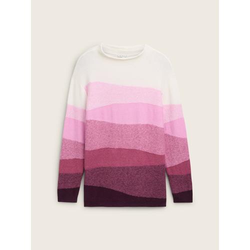 TOM TAILOR Damen Plus - Strickpullover mit Farbverlauf, rosa, Farbverlauf / Dip-Dye, Gr. 52