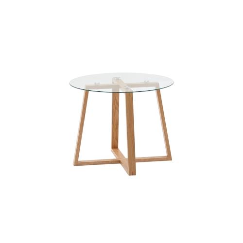 Kadima Design Massiver Eiche-Glas Couchtisch, Modernes Design, Überkreuztes Gestell. 58x58x47 cm