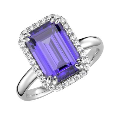 Giorgio Martello Milano - Ring in blau, fuchsia oder lila, Zirkonia weiß, Silber 925 Ringe 1 ct Violett