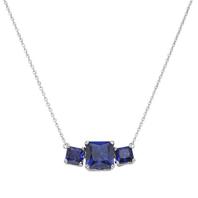 Giorgio Martello Milano - Collier mit dunkelblauen Kristallsteinen, Silber 925 Ketten 1 ct Blau