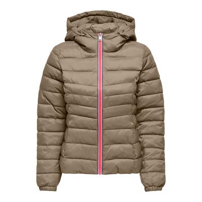 Steppjacke ONLY "ONLTAHOE CONTRAST HOOD JACKET CC OTW", Damen, Gr. S (36), beige (trench coat detail:zip sodalite blau, weiß, diva pink), Web, Steppware, Obermaterial: 100% Nylon, unifarben mit Farbeinsatz, modisch, Langarm elastischer Bund, Jacken