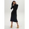 Strickkleid ANISTON SELECTED, Damen, Gr. 48, N-Gr, schwarz, Strick, Obermaterial: 100% Polyester, unifarben, Zopfmuster, elegant, figurumspielend Midi, Langarm Rippstrickbündchen, Kleider, mit Zopfstrickmuster