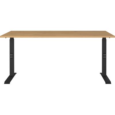 Schreibtisch GERMANIA "GW-Agenda", schwarz (grandson, eiche, nachbildung, schwarz, schwarz, grandson, eiche, nachbildung), B:160cm H:91cm T:80cm, Tische, höhenverstellbar von 68-91 cm, verfügbar in verschiedenen Breiten Image