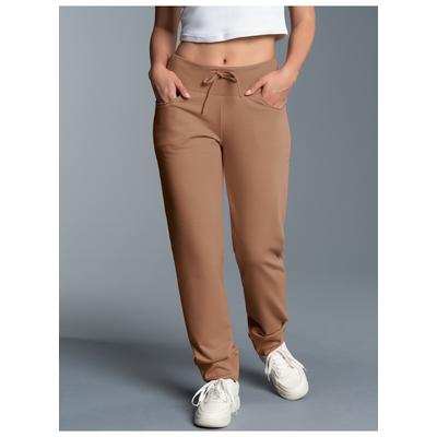 Sweathose TRIGEMA "TRIGEMA Jogginghose in leichter Sweat-Qualität", Damen, Gr. XXL, US-Größen, braun (haselnuss), 50% Baumwolle, 50% Polyester, sportlich, Hosen Image