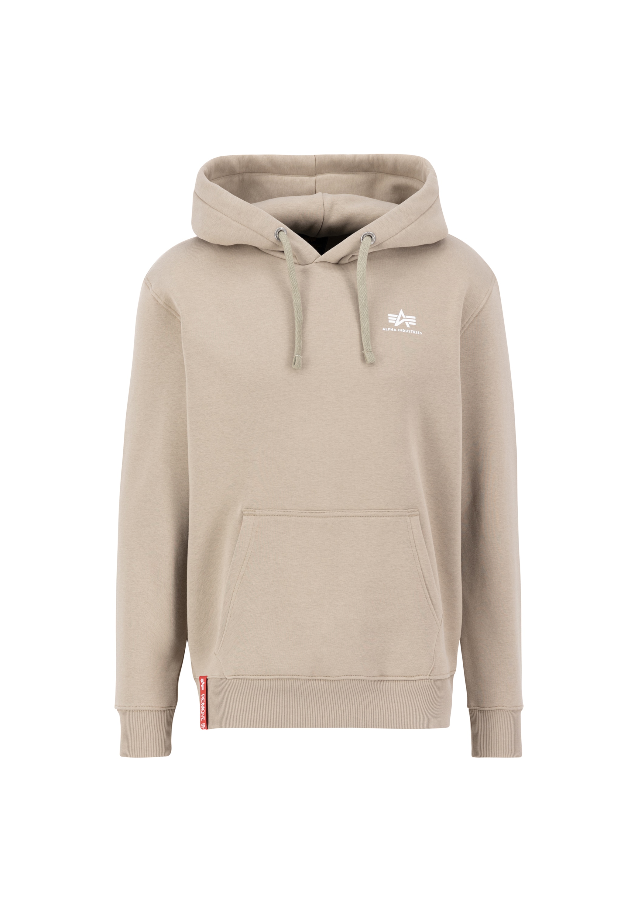 Hoodie ALPHA INDUSTRIES "Basic Hoodie SL", Herren, Gr. S, beige (vintage sand), Obermaterial: 80% Baumwolle, 20% Polyester, regular fit, Sweatshirts Hoodie