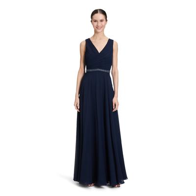 Abendkleid VERA MONT "Vera Mont Abendkleid mit Plissee", Damen, Gr. 44, Normalgrößen, blau (night sky), Chiffon, Obermaterial: 100% Polyester. Futter: 100% Polyester., festlich, ausgestellt lang, V-Ausschnitt, ohne Ärmel, Kleider, Dekoelemente,... Image