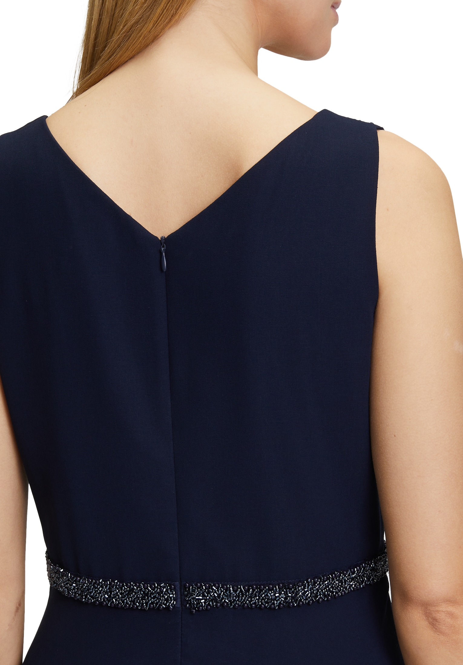 Abendkleid VERA MONT "Damen Abendkleid mit Plissee", Damen, Gr. 36, Normalgrößen, blau (night sky), Chiffon, Obermaterial: 100% Polyester. Futter: 100% Polyester., festlich, ausgestellt lang, V-Ausschnitt, Kleider, Dekoelemente Image