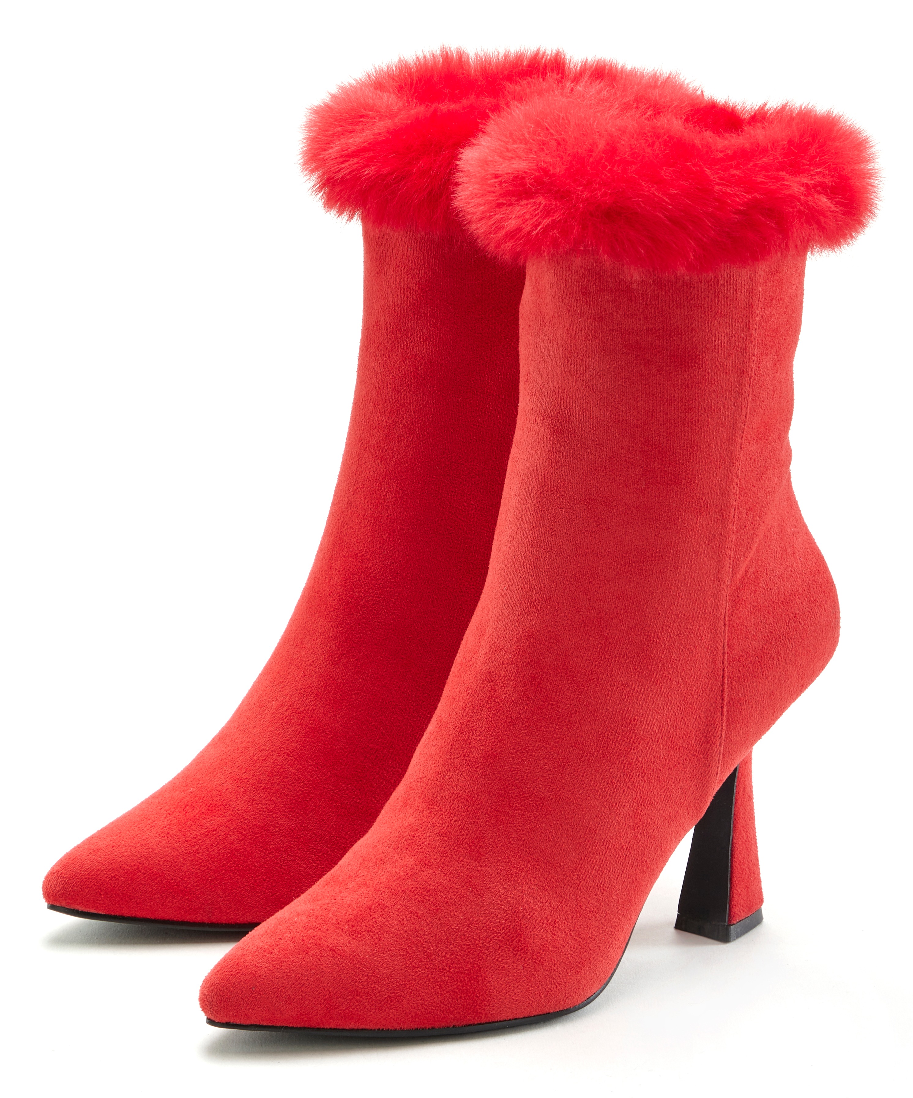 High-Heel-Stiefelette "Ankleboots mit Reißverschluss", Damen, Gr. 39, rot, Obermaterial: 100% Textilmaterial. Decksohle: 100% Lederimitat. Futter: 100% Textilmaterial. Laufsohle: 100% Synthetik, LASCANA BELLE AFFAIRE, Fellimitat, unifarben, Schuhe,...