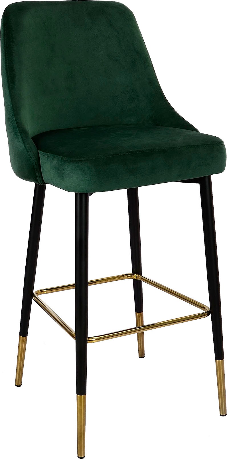 Hochstuhl KAYOOM "Barstuhl Moonlight 125, gesteppte Rückenlehne, Stuhlbeine aus Eisen", grün, B:53cm H:110cm T:57cm, Sitz:Stoffbezug 100% Polyester Gestell:100% Eisen, Stühle, Hochstuhl, mit Fußstütze, gesteppte Rückenlehne, 2-farbig elegantes Gestell