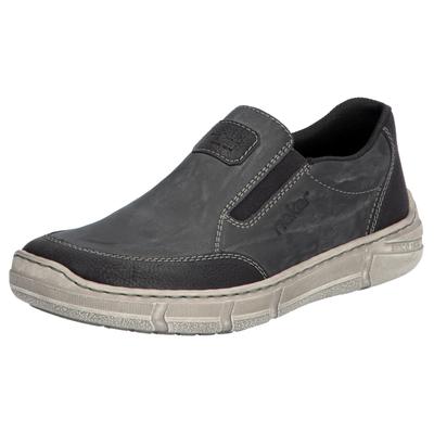 Slipper RIEKER, Herren, Gr. 40, grau (grau, schwarz), Lederimitat, sportlich, Schuhe, Slip-on Sneaker, Halbschuh, Schlup