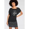 Jerseykleid KANGAROOS, Damen, Gr. 52/54 (XXL), N-Gr, schwarz, Jersey, Obermaterial: 50% Baumwolle, 50% Modal. Kleid: 95% Baumwolle, 5% Elasthan, unifarben mit Farbeinsätzen, bedruckt, kontrastfarbene Details, casual, figurbetont mini, Rundhals, ohne...