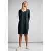 Sweatkleid STREET ONE, Damen, Gr. 38, EURO-Größen, grün (hunter grün), Stoff, 60% Viskose, 35% Polyamid, 5% Elasthan, unifarben, casual, comfort fit knielang, V-Ausschnitt, 3/4-Ärmel Bündchen, Kleider, knielang