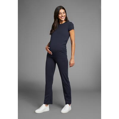 Umstands-Set NEUN MONATE "2tlg. Set T-Shirt + Leggings für Schwangerschaft und Stillzeit" Gr. 36/38, blau (marine/marine) Damen KOB Set-Artikel T-Shirt und Leggings einzeln tragbar