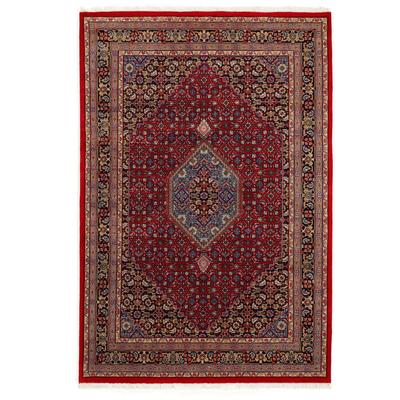 Orientteppich OCI DIE TEPPICHMARKE "Himla Bidjar" Gr. 35, rot (rot, blau), B:40cm H:20mm L:60cm, Wolle, Teppiche, Fransenteppich, reine Wolle, handgeknüpft, mit Fransen, Wohnzimmer Image