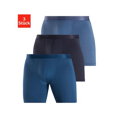 Funktionsboxer H.I.S, Herren, Gr. M, blau (blau, hellblau, navy), Microfaser, Obermaterial: 92% Polyamid, 8% Elasthan, unifarben, körpernah, Unterhosen, mit langem Bein in pflegeleichter Microfaser-Qualität Image