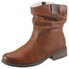 Winterboots RIEKER, Damen, Gr. 41 (7/7,5), braun (cognac), Lederimitat, used, casual, Schuhe, Winterstiefelette, Blockabsatz, Warmfutter, geraffter slouchy Schaft