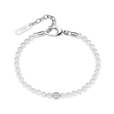 Armband "mit Zirkonia und Muschelkern-Perlen, Silber 925", silber, GIORGIO MARTELLO MILANO, Armbänder, Damen, 20cm, Silb