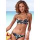 Bügel-Bandeau-Bikini-Top VENICE BEACH "Lori", Damen, Gr. 38, Cup C, schwarz (schwarz, bedruckt), Recycling-Polyamid, bedruckt, floral, Bikini-Oberteile, tropischer Hibiskusblütendruck, wattierte Cups, herausnehmbare Kissen