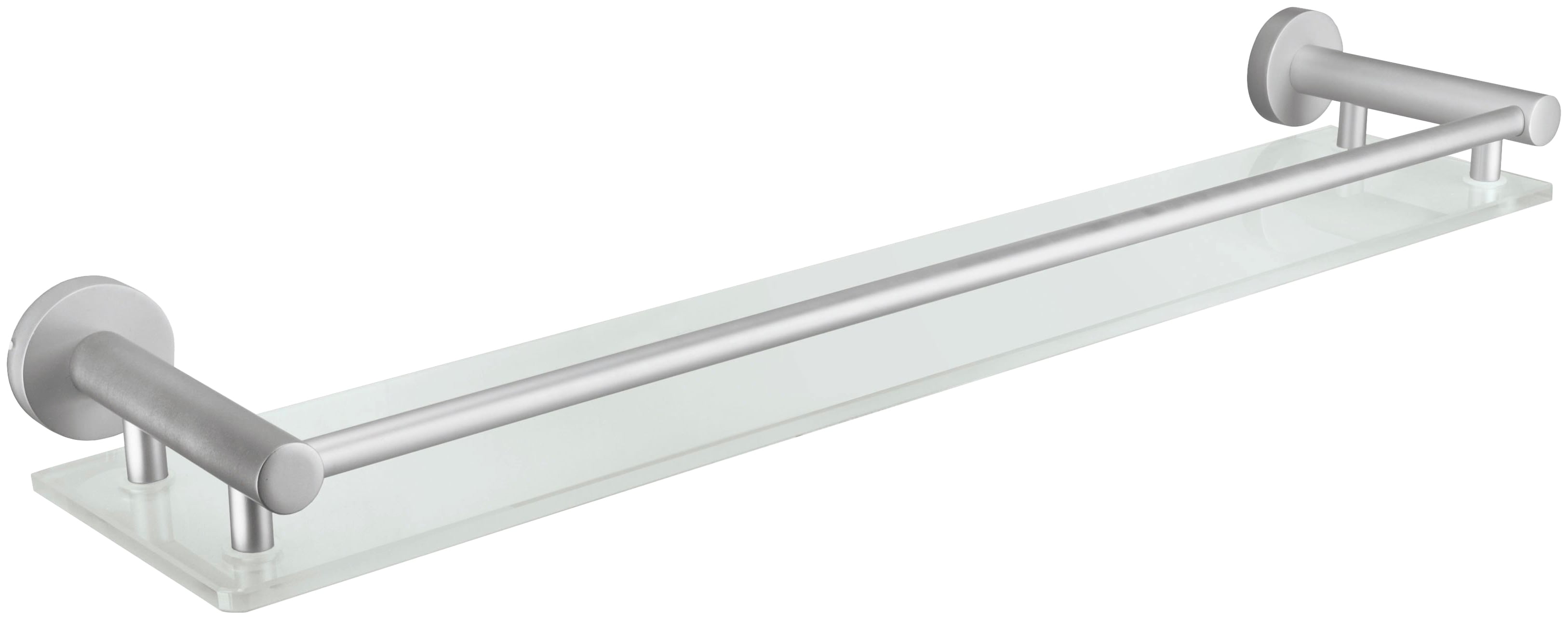 Duschablage KLEINE WOLKE "Apollo", weiß (milky), B:61cm H:6,2cm T:13,1cm, Aluminium, Glas, Regale, Glas/Aluminium