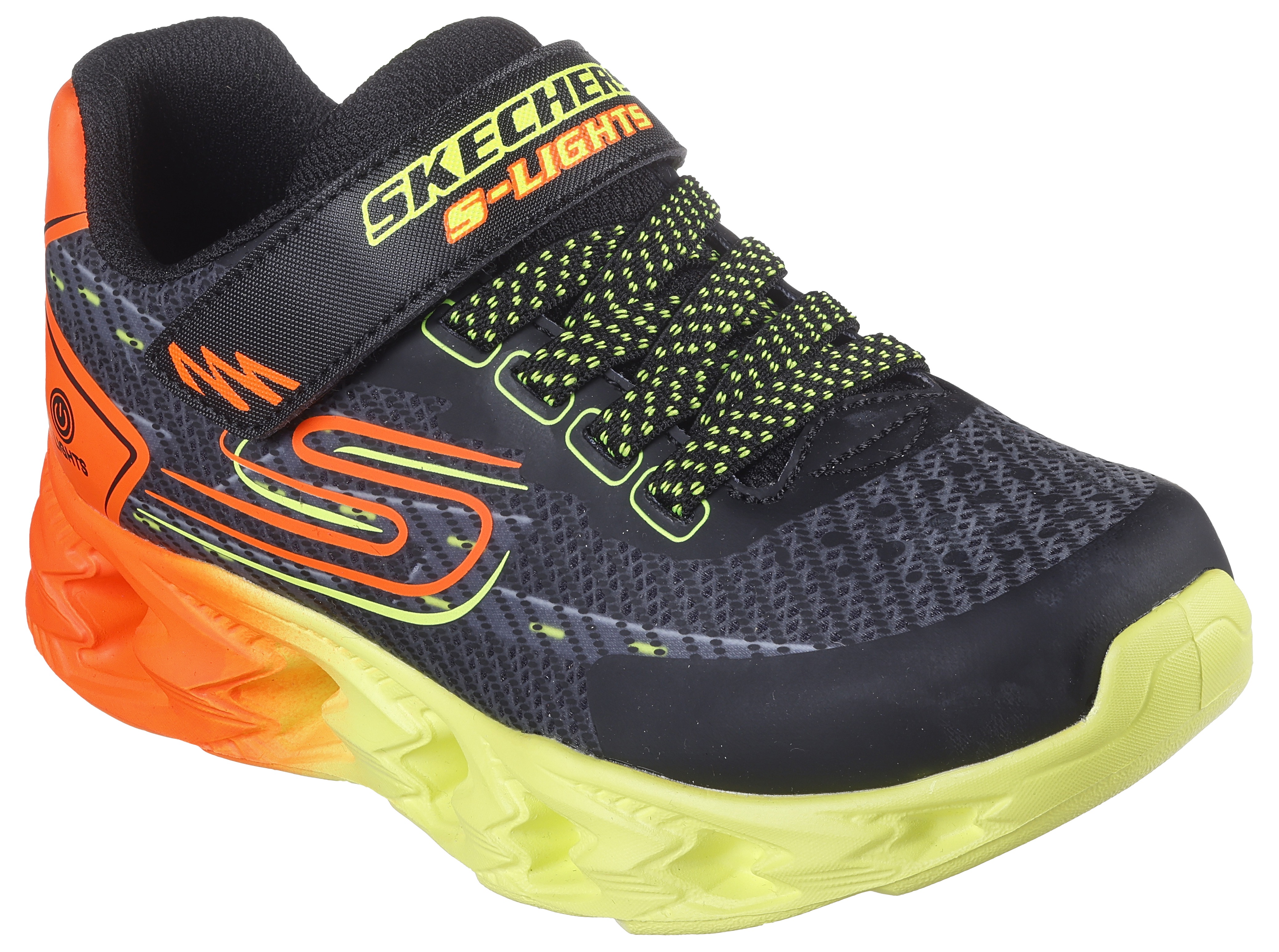 Sneaker SKECHERS "S-Lights: Vortex 2.0 - Quantroid", Mädchen, Gr. 31, bunt (schwarz, multi), Lederimitat, Schuhe Sneaker, Blinkschuh, LED Schuh, Klettschuh mit blinkender Sohle