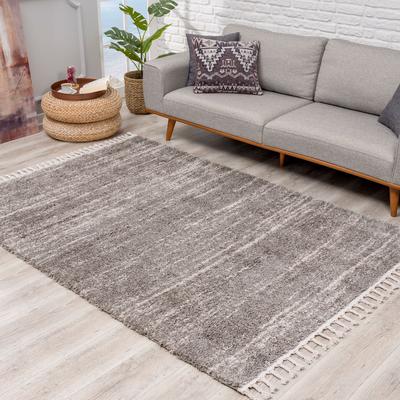 Hochflor-Teppich CARPET CITY "Pulpy 524" Gr. 4, grau, B:200cm H:30mm L:290cm, Kunstfaser, Teppiche, Fransenteppich, besonders weich, mit Fransen, Meliert Image