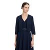 Bolerojacke VERA MONT "Vera Mont Damen Bolero-Jacke mit Kellerfalten", Damen, Gr. 44, blau (night sky), Satin, Obermaterial: 90% Polyester, 10% Elasthan., elegant, tailliert, V-Ausschnitt, 3/4-Ärmel, Jacken