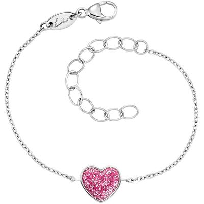 Armband HERZENGEL "Glitzerherz, HEB-GLITTERHEART", bunt (silberfarben, rosa), Armbänder, Mädchen, Silber 925 (Sterlingsilber), Made in Germany Image