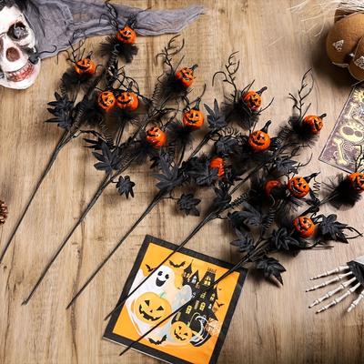 TEMU Spooky Black Pumpkin Bouquet - Perfect For Decor, No Power Needed, Featherless, Plastic, 1pc