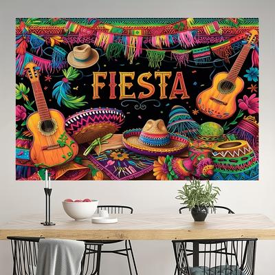 TEMU Vibrant Mexican Fiesta Backdrop: Perfect For Festive Birthday Parties, Cinco De Mayo Celebrations - Durable Party Decorations For Memorable Photo Booth Fun