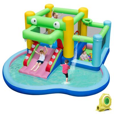 Costway Inflatable Bounce House with Slide and Splash Pooland and 680W Blower