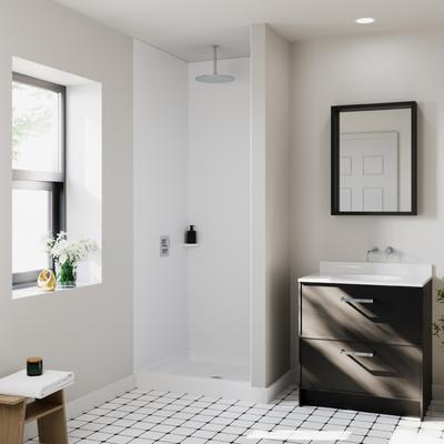 Swan SS-3636 36 x 36 Swanstone Alcove Shower Pan with Center Drain in Bisque SF03636MD.018