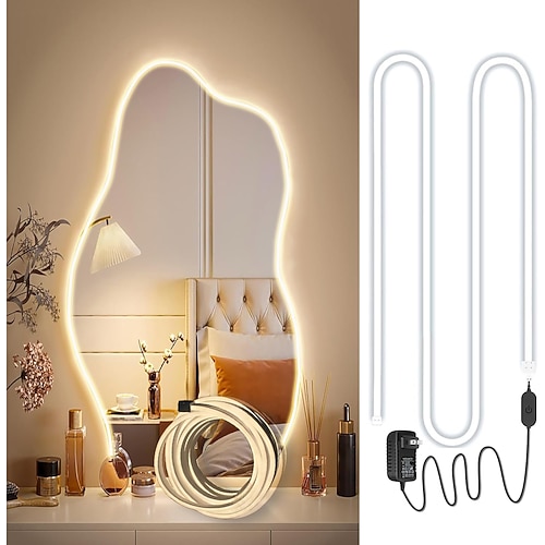 LED Schminkspiegellicht Stil Schminklicht 6.5-16FT/6000K/3000K dimmbar 12V Adapter/Spiegelleistenlicht Beleuchtung für Schmink- und Badezimmer Spiegel Image