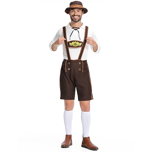 Internationales Bierfest Oktoberfest Lederhosen Bayerisch Deutsch München Wiesn Herren Stoff im traditionellen Stil Bluse Shorts Image