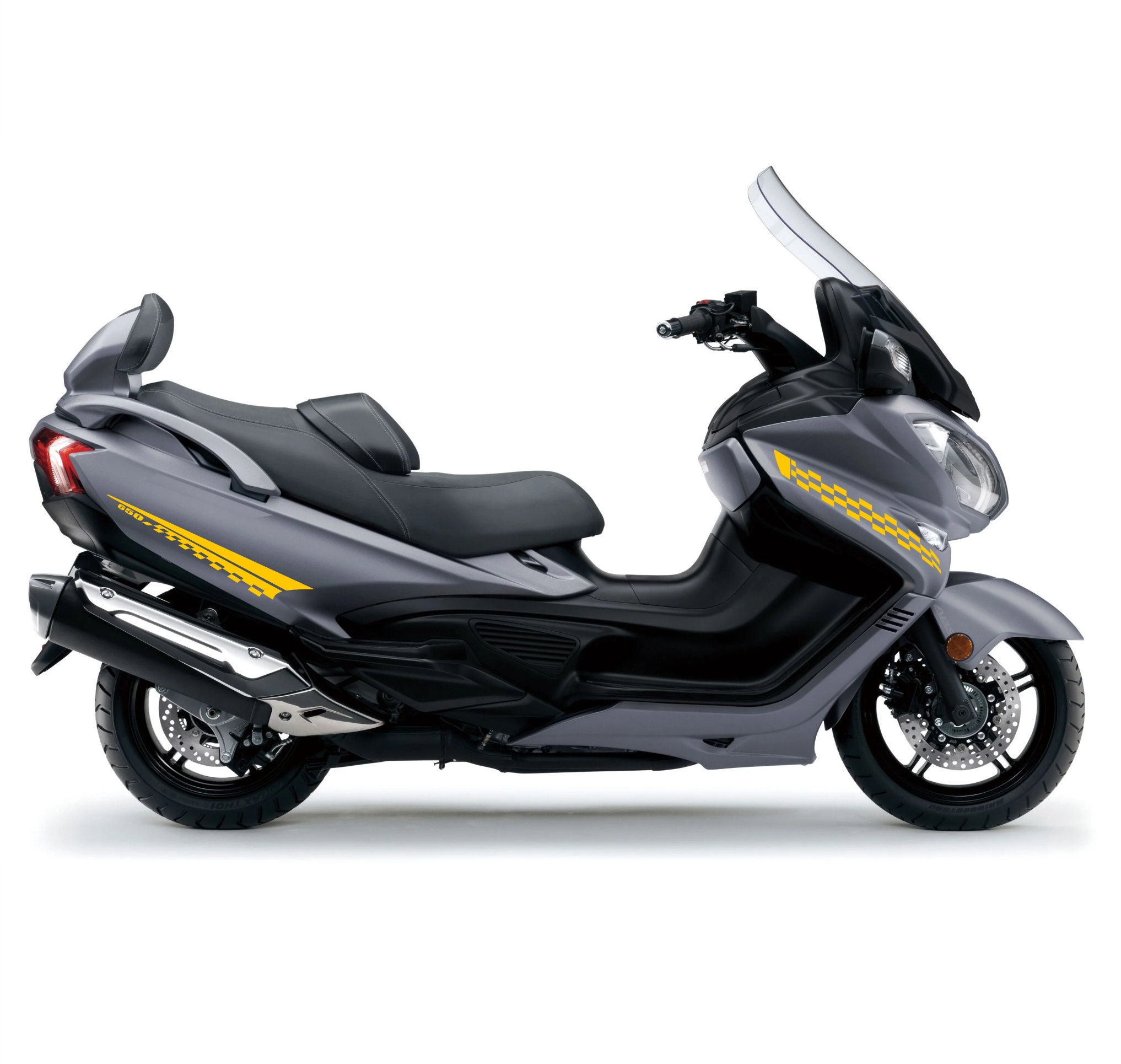 Set Adesivi compatibili con Suzuki Burgman 650 (2017-2020) KIT 4 stickers per carena moto decal scacchiera scooter - COLORE A SCELTA M0326