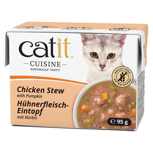 24x95g Catit Cuisine Eintopf Huhn mit Kürbis Katzenfutter nass